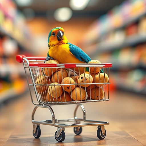 Checkout cart filled with bird