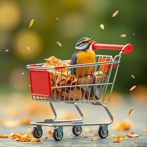Checkout cart filled with bird