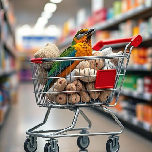 Checkout cart filled with bird