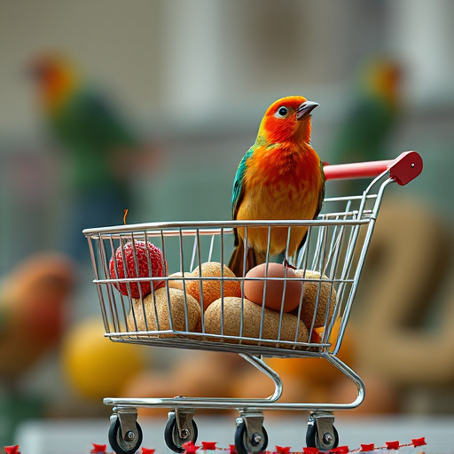 Checkout cart filled with bird