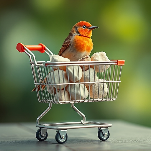 Checkout cart filled with bird