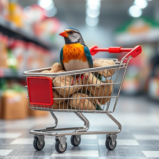 Checkout cart filled with bird