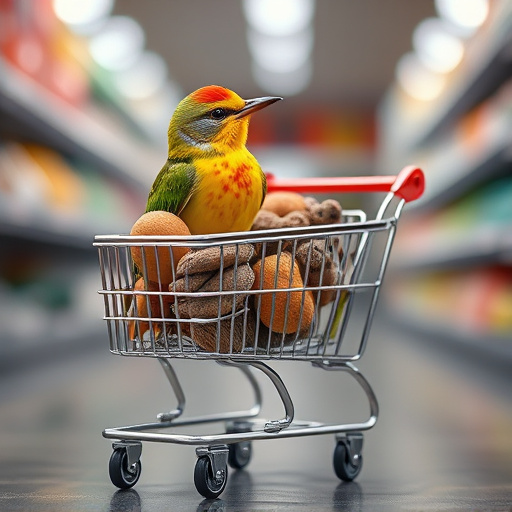 Checkout cart filled with bird