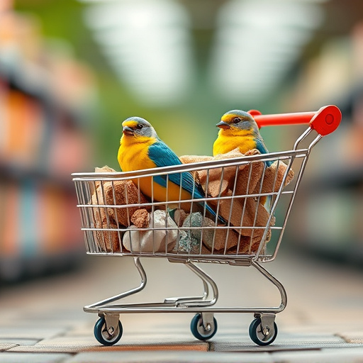 Checkout cart filled with bird