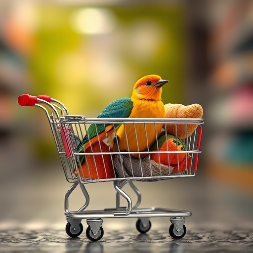 Checkout cart filled with bird