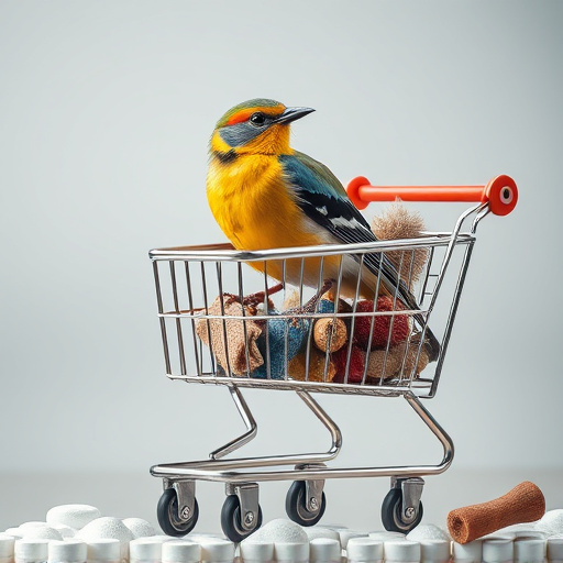 Checkout cart filled with bird