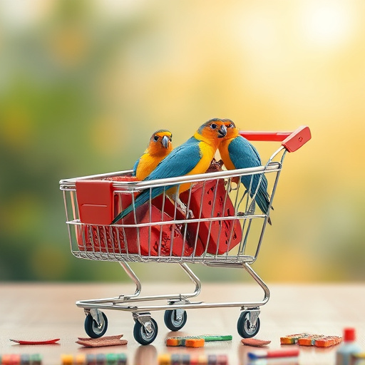 Checkout cart filled with bird