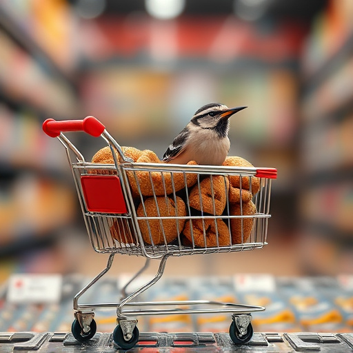 Checkout cart filled with bird