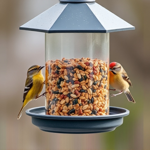 Clean bird feeder filled with seed mix