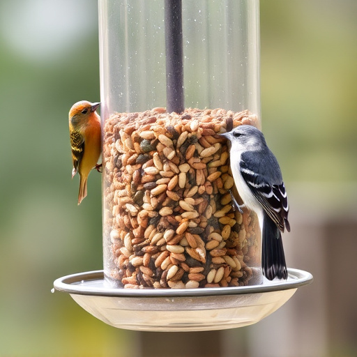 Clean bird feeder filled with seed mix