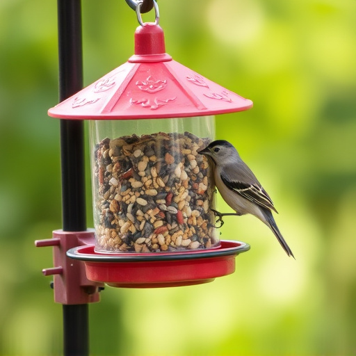 Clean bird feeder filled with seed mix