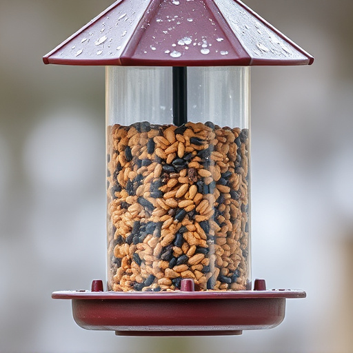 Clean bird feeder filled with seed mix