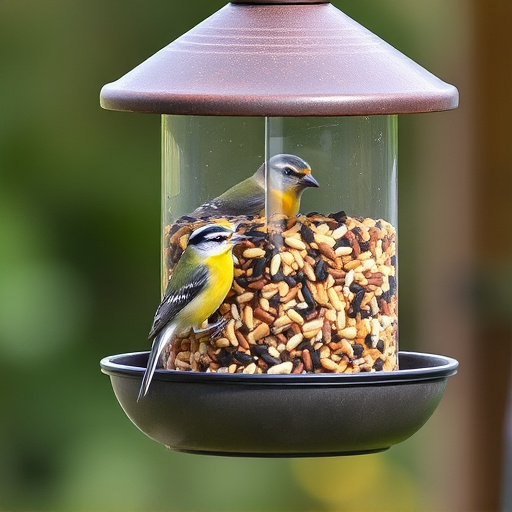 Clean bird feeder filled with seed mix