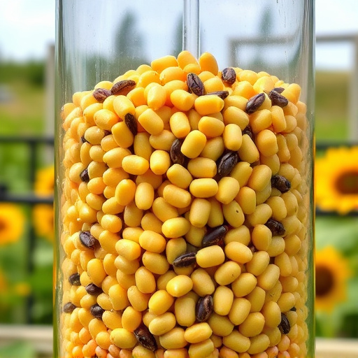 Clean sunflower hearts in seed dispenser