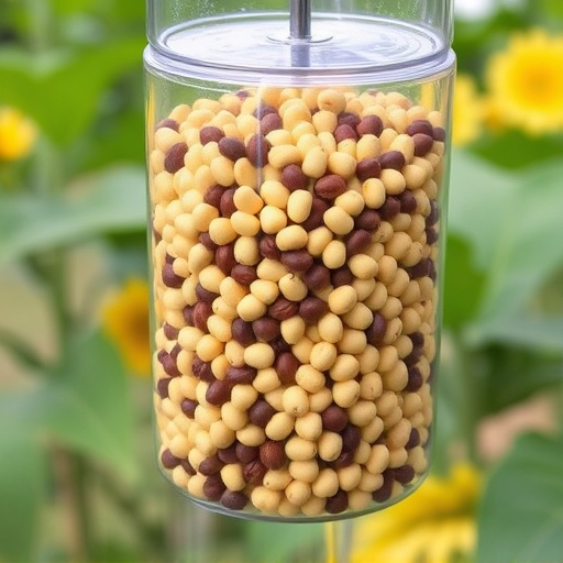 Clean sunflower hearts in seed dispenser