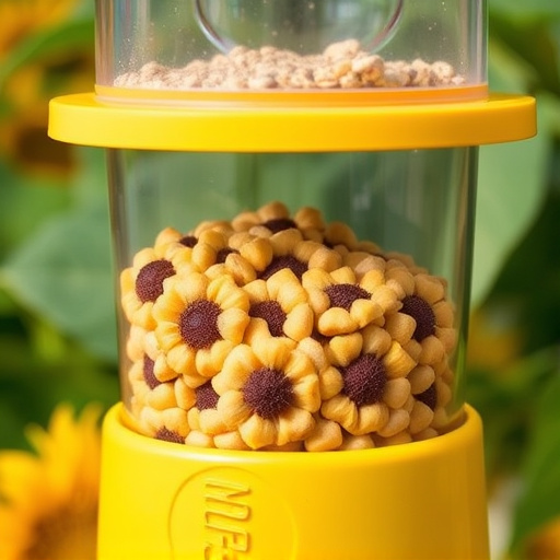 Clean sunflower hearts in seed dispenser
