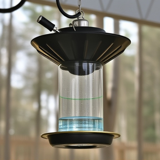 Clever baffle installed above hanging feeder