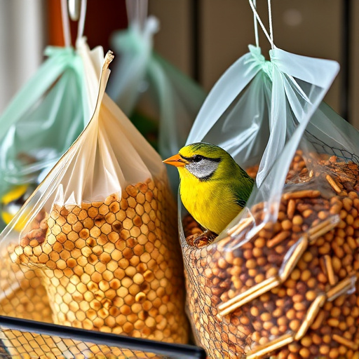 Close-up of affordable bird food bags