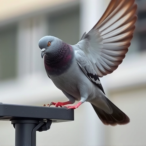 Close-up of anti-pigeon feeding mechanism