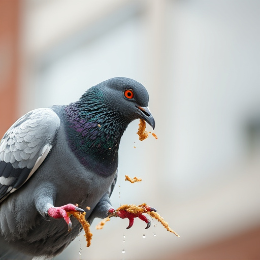 Close-up of anti-pigeon feeding mechanism