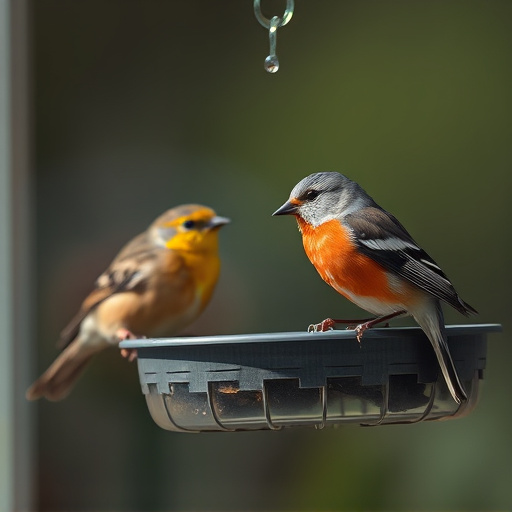 Close-up of birds at window feeder