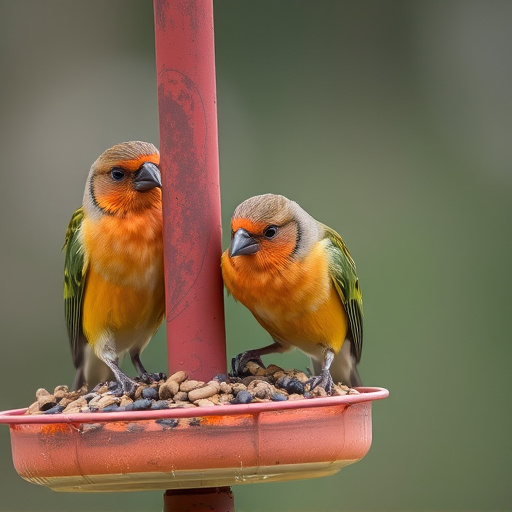 Close-up of birds on feeding station
