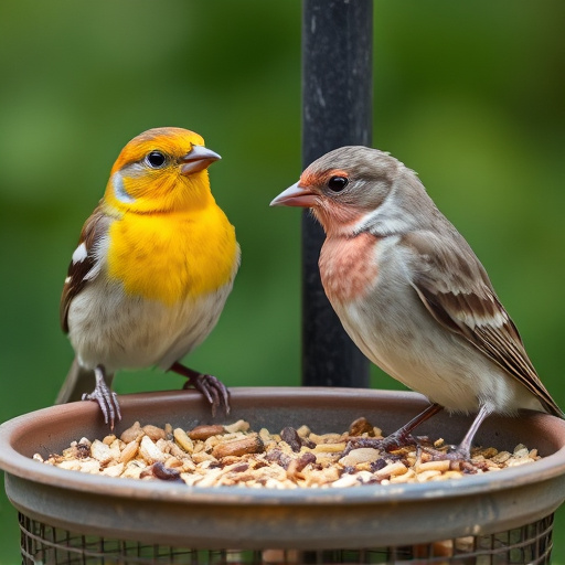 Close-up of birds on feeding station