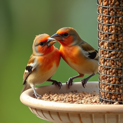 Close-up of birds on feeding station