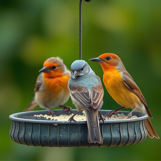 Close-up of birds on feeding station