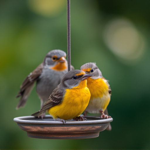 Close-up of birds on feeding station