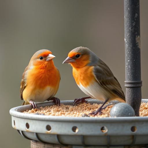 Close-up of birds on feeding station