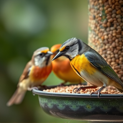 Close-up of birds on feeding station