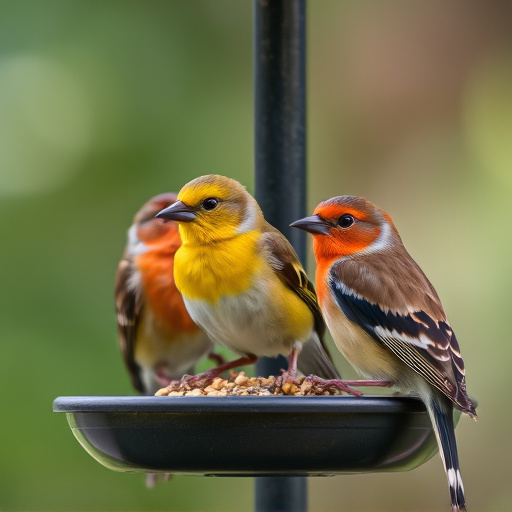 Close-up of birds on feeding station