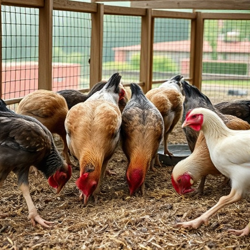 Close-up of caged ground feeding station