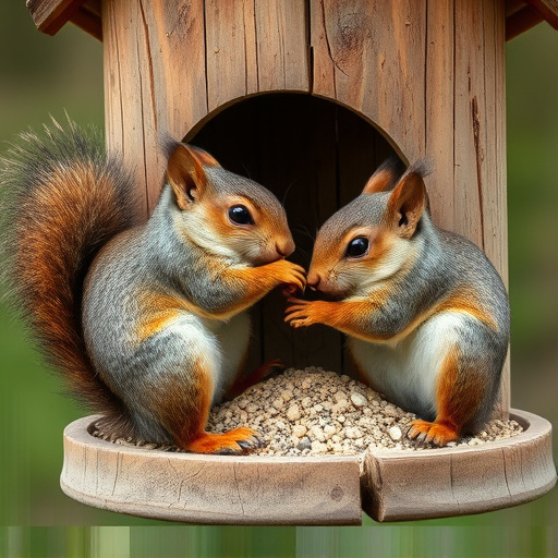 Close-up of feeder mechanism blocking squirrels