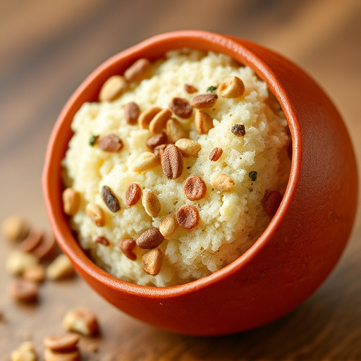 Close-up of filled fat ball holder