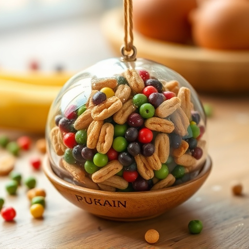 Close-up of filled fat ball holder
