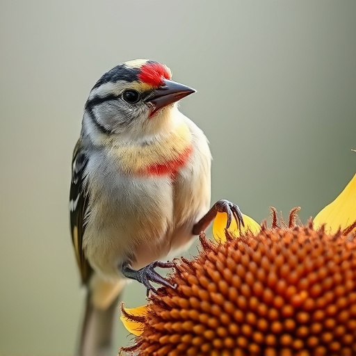 Close-up of finch cracking sunflower seed