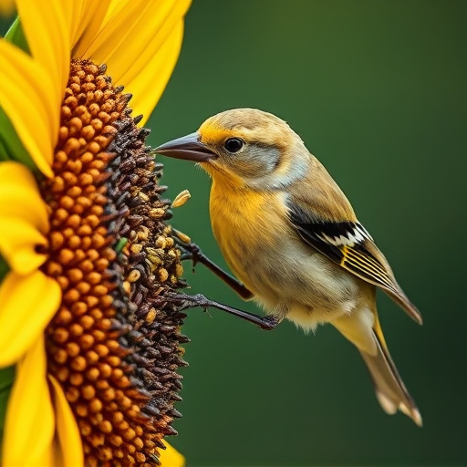 Close-up of finch cracking sunflower seed