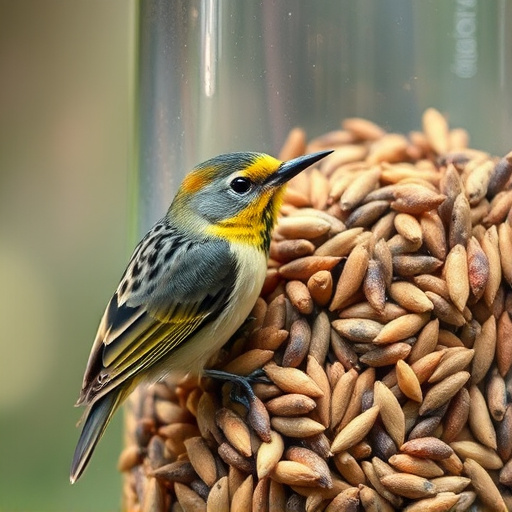 Close-up of nyjer seed-filled feeder