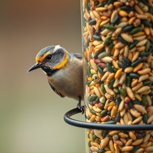 Close-up of nyjer seed-filled feeder