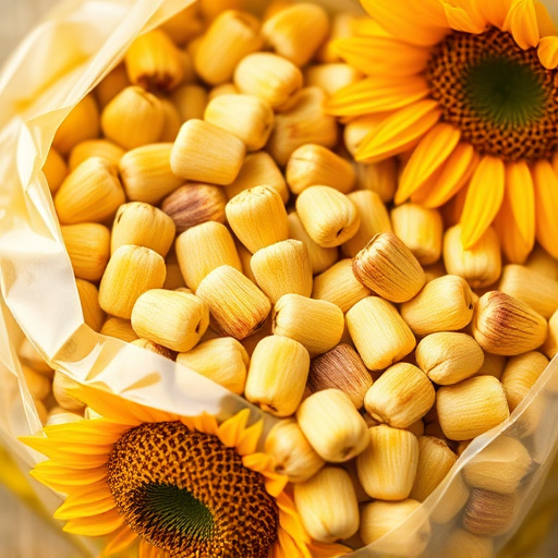 Close-up of premium sunflower hearts in bag