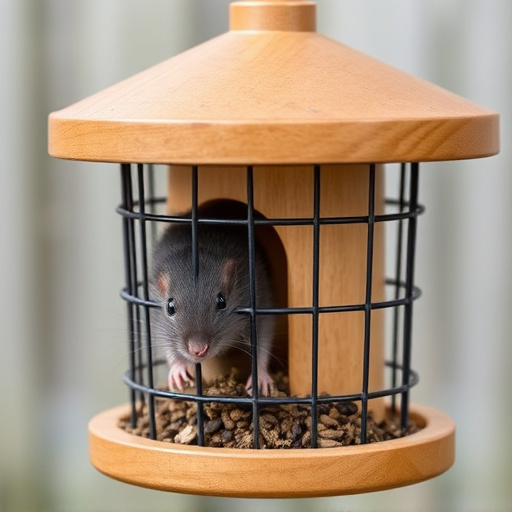 Close-up of rat-proof feeder design