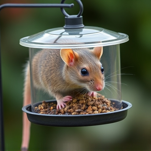 Close-up of rat-proof feeder design