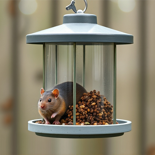 Close-up of rat-proof feeder design