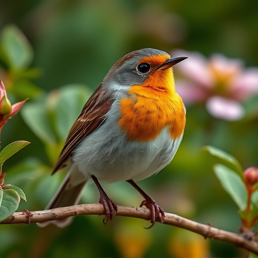 Close-up of robin in garden