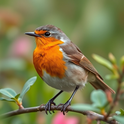 Close-up of robin in garden