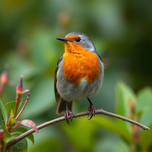 Close-up of robin in garden