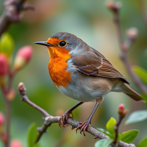 Close-up of robin in garden
