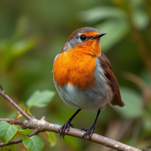 Close-up of robin in garden